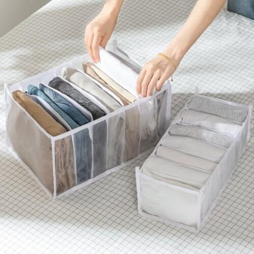 Jeans Compartment Storage Box Closet Clothes Drawer Mesh Separation Box Stacking Pants Drawer Divider Can Washed Home Organizer