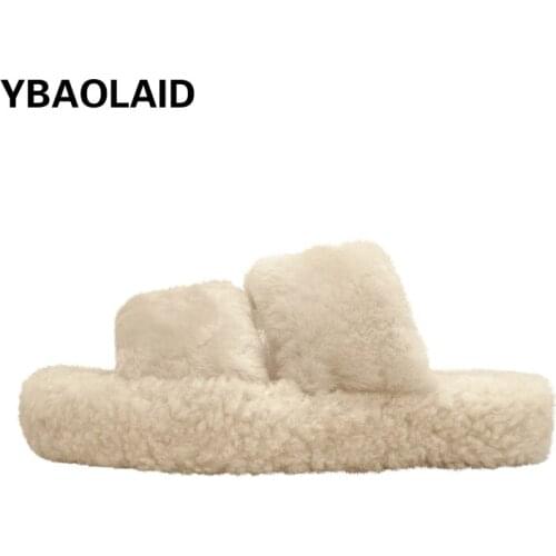 Sheepskin and Fur One-piece Comfortable Thick-soled Fur Slippers Spring and Autumn New Fashion Outer Wear All-match Slippers