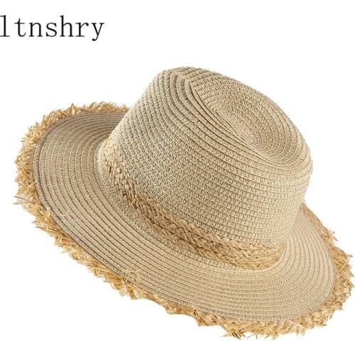 2021 fashion Panama Hat Summer Sun Hats for Women Man Beach Wide size Straw Hat for Men UV Protection Cap Holiday Sunscreen