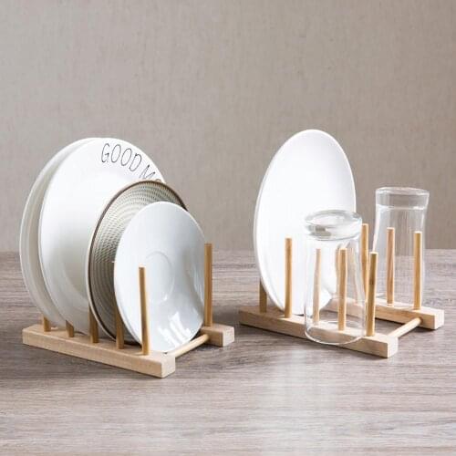Wood Dish Rack Drainer Kitchen Organizer Shelf Dish Drying Rack Cup Holder Display Books Storage Rack Kitchen Accessories
