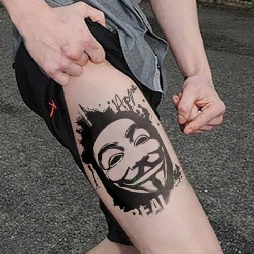 Waterproof Temporary Tattoo Sticker V for Vendetta Fake Tatto Flash Tatoo Leg Arm back Large size body art to Men Girl Women