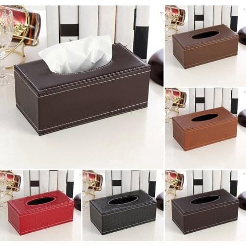 PU Leather Tissue Box Paper Holder Rectangular Tissue Paper Napkin Box Home Kitchen Organization Home Supplies Anti-moisture