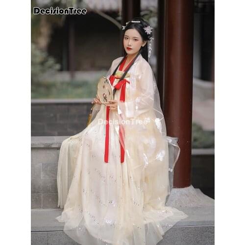 2021 womens chinese classical style dance elegant fresh hanfu wide sleeved flow fairy dress performance clothing