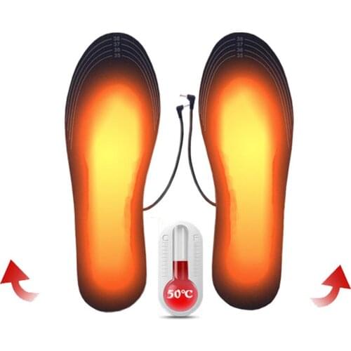 1 Pair USB Heated Insoles Foot Warming Pad Feet Warmer Sock Pad Mat Winter Outdoor Sports Heating Shoe Insoles Winter Warm