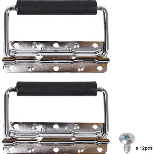 Sound Town 2-pack Spring Loaded Case Handles, Stainless Surface Mount Handle with Rubber Grip, for Rack Case, Chest (ST-RHW-18)
