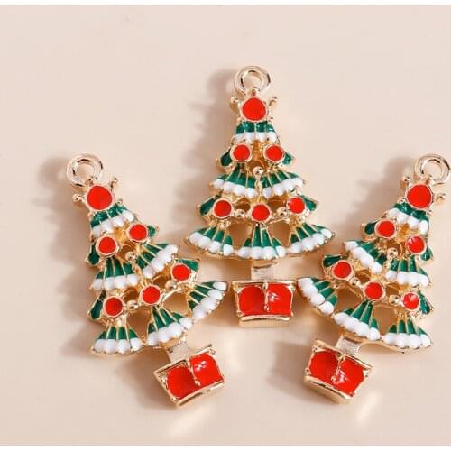 10pcs 16*29mm Fanny Christmas Tree Charms for Jewelry Making DIY Necklaces Earrings Making Accessories New Year Jewelry Findings