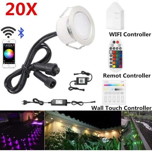 20X 45mm 12V RGB RGBW Terrace LED Deck Stair Soffit UP/Down Step Lights Waterprrof WIFI Bluetooth Mesh Controller Timer Dimmer