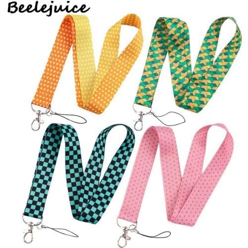 24pcs Demon Slayer Neck Keychain Necklace Webbings Ribbons Anime Cartoon Neck Strap Lanyard ID badge Holder Keychain Lanyards