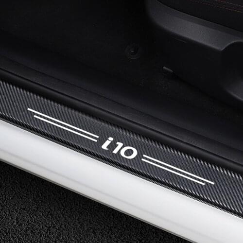 4PCS Auto Door Sills Guard Stickers For Hyundai i10 Car Door Threshold Anti Scratch Cover Carbon Fiber Decals Paster Accessories