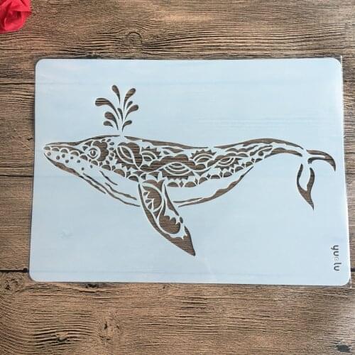 A4 29 * 21cm diy craft whale mold for painting stencils stamped photo album embossed paper card on wood, fabric,wall stencil