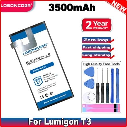 LOSONCOER 3500mAh T3 Battery For Lumigon T3 Mobile Phone Battery