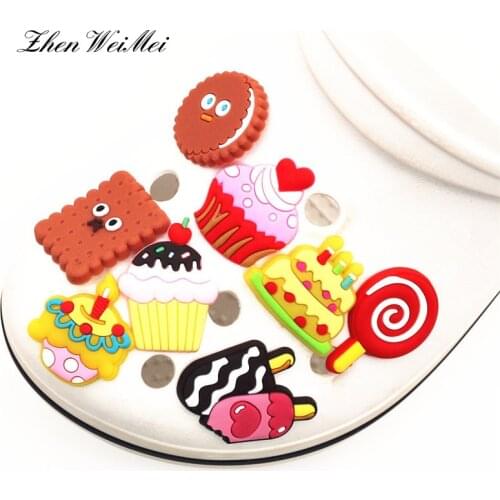 Shoe Accessories Garden Shoe Charms Accessories Cute Cake/Ice cream/lollipop Shoe Buckle Decoration croc jibz Kids Party X-mas