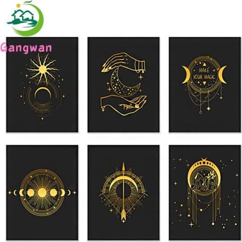 Diamond Painting Mysterious gold , black Alchemy Witch Painting Modern Third Eye Planet diamond embroidery Painting Home Decor