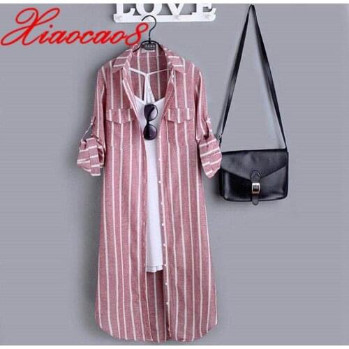 Plus Size Loose Striped Blouse Women Pockets Long Sleeve Shirts Tops Spring Summer Femme Blouses Woman 2020 Shirts for Women