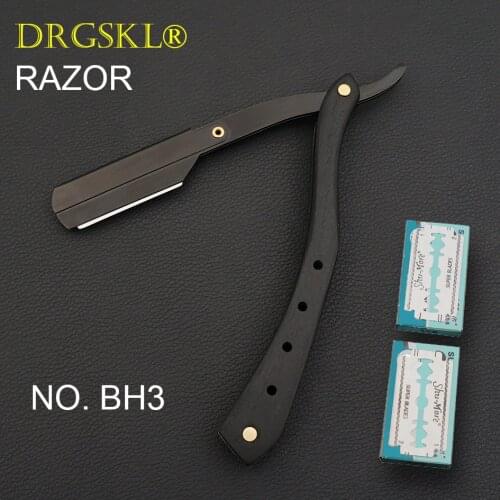 DRGSKL mens manual shaving razors Individual black wooden handle shaver Hairdresser razor change blade type rzaor NO.BH3