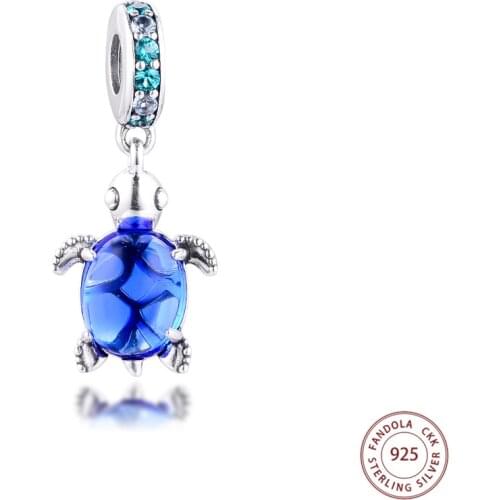 Fits Pandora Bracelet Argent 925 Sterling Silver Murano Glass Sea Turtle Dangle Charms Tortoise Beads for Jewelry Making Kralen