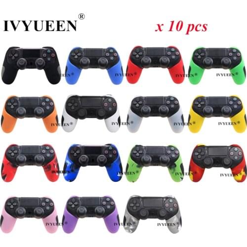 IVYUEEN 10 PCS Half Extra Thick Cover Case for Sony Playstation 4 PS4 Pro Slim Controller Soft Silicone Gel Rubber Case Skin