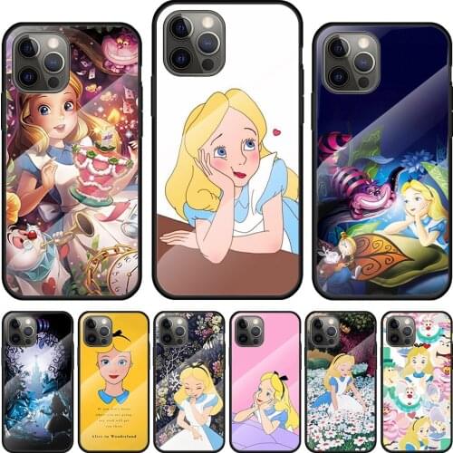 Princess Alice Disney Tempered Glass Cover For Apple IPhone 12 Mini 11 Pro XS MAX XR X 8 7 6S 6 Plus Phone Case Coque