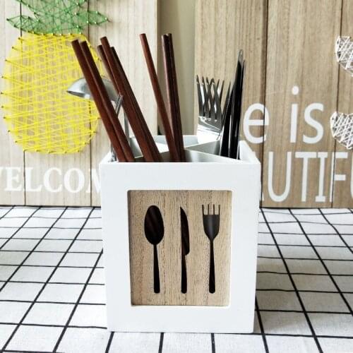 Wooden Utensils Holder Cutlery Kitchen Flatware Cutlery Storage Flatware Caddy Spoons Forks Knifes Chopsticks Organizer