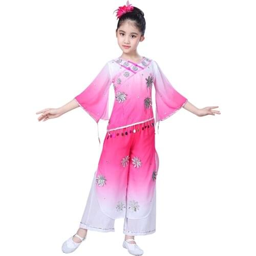 Childrens classical dance costumes girls jasmine dance clothes modern childrens Chinese style fan dance performance clothing