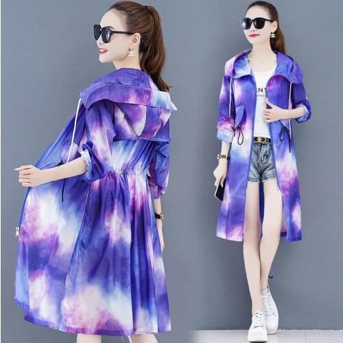 Long Sun Protection Coat Womens New Summer Thin Long-Sleeved Cardigan Colorful Jacket