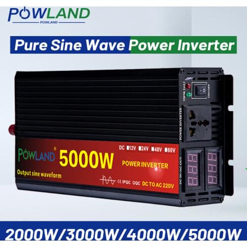 Pure Sine Wave Inverter 2000W 3000W 4000W 5000W DC 12V 24V To AC 220V Voltage Transforme Power Inverter Converter LED Display