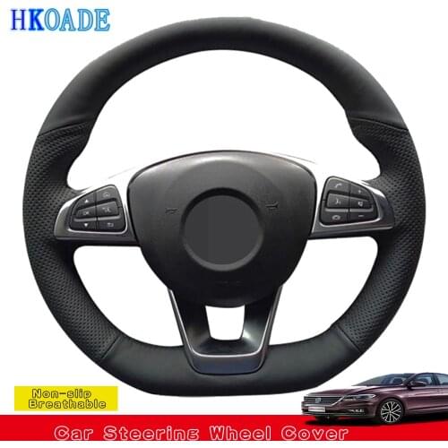DIY Black Artificial Leather Car Steering Wheel Cover For Mercedes Benz A200 A250 C200 C250 C300 B250 B260 Sport CLA220