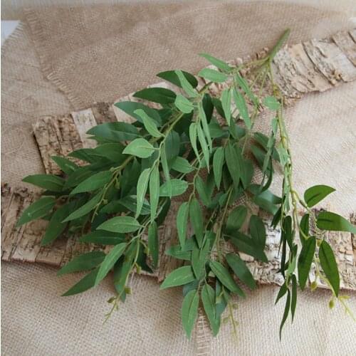 Artificial White Flower Plant Wedding Bouquet Silk Flower Home Vase Decor Willow Leaf Green Grass Fake Flowers