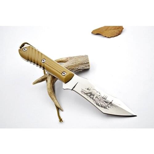 Dropship Outdoor Hunting knives tactical ABS Handle Camping Knife 5cr15 Steel Fixed Blade Diving Knife With Nylon Knife Set