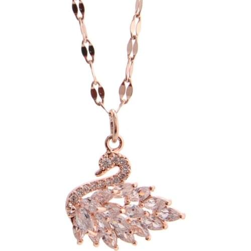 Rose gold necklaces for womens Black Swan pendant Zircon necklace stainless steel fashion simple necklace jewelry on the neck