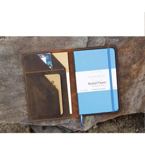 Personalized distressed leather cover case portfolio for Minimalism art notebook journal composition B5 classic medium A5 A4