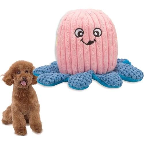 Legendog Pet Squeaky Toy Funny Interactive Plush Cat Bite Toy Octopus Cute Plush Pet Puppy Rope Toys Pink Chew Squeaky Toys