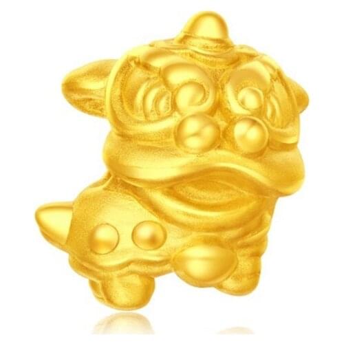 Really 3D Hard Gold lion Bracelet 24K Yellow Gold Dragon lion Bracelet For Women