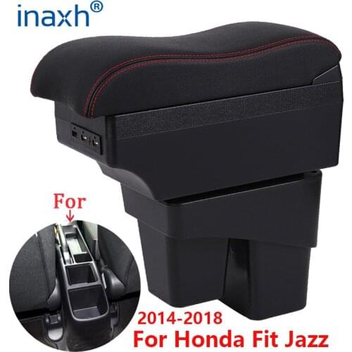 For Honda Jazz Armrest box For Honda Fit Jazz 3 Car Armrest 2014-2020 2015 2016 2017 2018 2019 Arm Storage box car accessories