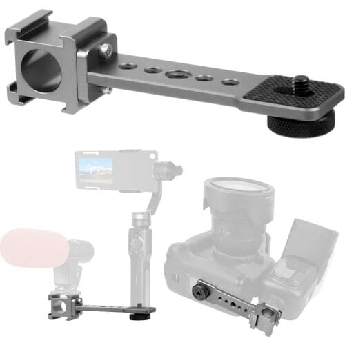 Triple Cold Shoe Mount Plate Bar Microphone Stand Video Light Extend Bracket for DJI Osmo Mobile 2 MOZA Mobile Gimbal Extension