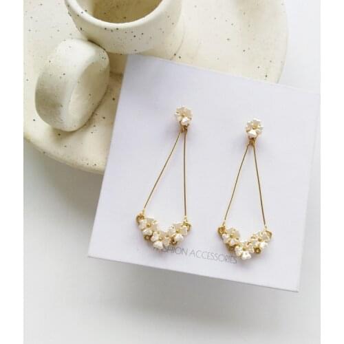S925 needle Fashion Jewelry Earrings Plating Golden White Small Flower Dangle Drop Earrings Party Jewelry Gift Wholesale