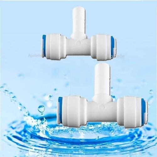 Reverse Osmosis Aquarium System Coupling T Shape Tee 1/4" 3/8"OD Hose To 1/4" Pipe RO Water Plastic Pipe Fitting Quick Connector