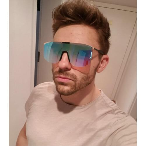 Shield Oversized Sunglasses Women Men Trendy Glasses Vintage Square Rimless Sun Glasses UV400 Square Retro Men Sunglasses NX