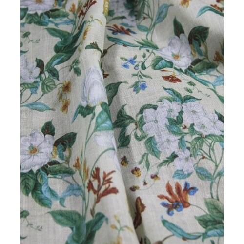 High quality ramie fabric Beautiful printing tissu High-end dresses clothes patchwork