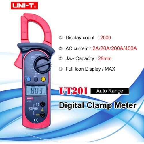 UNI-T UT201 400A auto range digital clamp meter 2000 Counts LCD Clamp Multimeter 3/s sampling rate AC current clamp meter