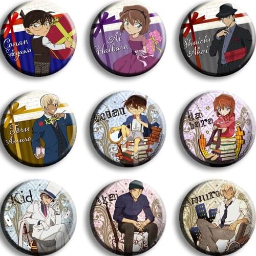 Japan Anime Detective Conan Edogawa Badge Jimmy Kudo Cosplay Garniture Bedges Collect For Bags Button Brooch Pin Xmas Toy Gifts