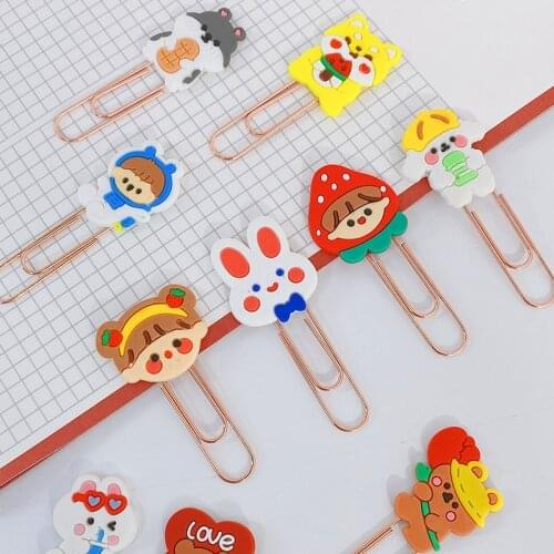 Yisuremia 5pcs/Lot Kawaii Metal Paper Clip Cartoon Bear Decorative Bookmark Memo Binder Clips School Office Stationery Supplies