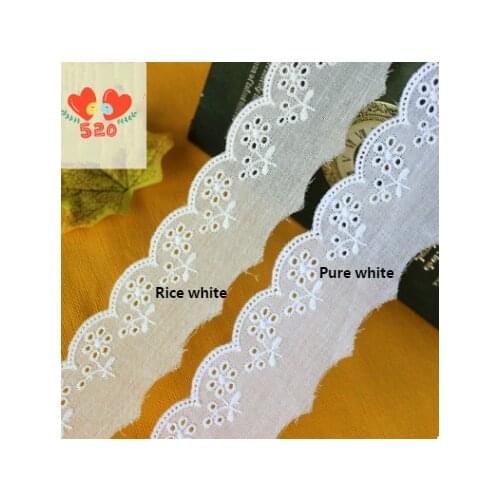 15Yards/pack New Cotton Strip Flower Embroidery Clothing Skirt LaceHome Textile Accessories Width 4 cm