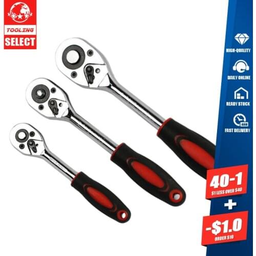 1pc Wrench 1/4" 3/8" 1/2" Steel High Torque Ratchet Wrench for Socket 24 Teeth Quick Release Wide Used Professional Hand Tools