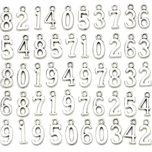 10/50pcs Mixed Tibetan 0-9 Numbers Charms Hang Pendant DIY Jewelry Making Accessory