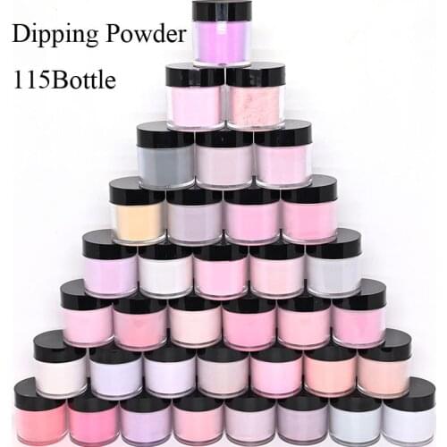 115Bottle/Lot Nail DIP POWDER Set Natural Dry Nails Pure Dip Powder,10ml Per Jar- No Lamp Cure Dippping Powder System Kit#FA138