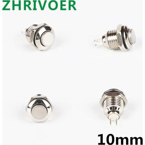 1pcs10m 2-pin Panel Hole Miniature Metal Button Switch Power Button High Head Self Reset Welding IP67 1no
