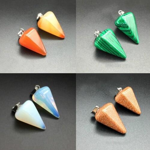 2pcs Natural Semi-precious Stone Jewelry Making Crystal Tiger Eye 15*22mm Hexagonal Column Pendant for DIY Necklace Accessories