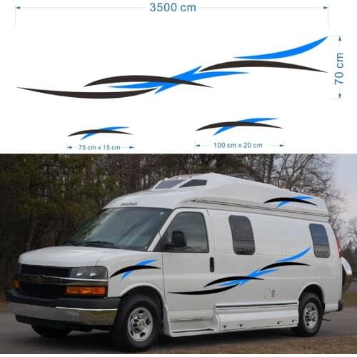 2x Motorhome Caravan Travel Trailer Camper Van Stripes Graphics (one for each side) Vinyl Graphics Kit Decals Car Stickers