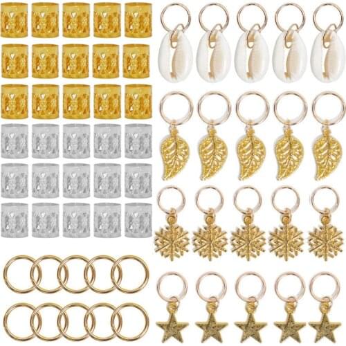 30/80 Pcs Fashion Shell Hands Leaves Star Conch Snowflake Pendant Charms Rings Set Hair Clip For Women And Men Hair Accessories